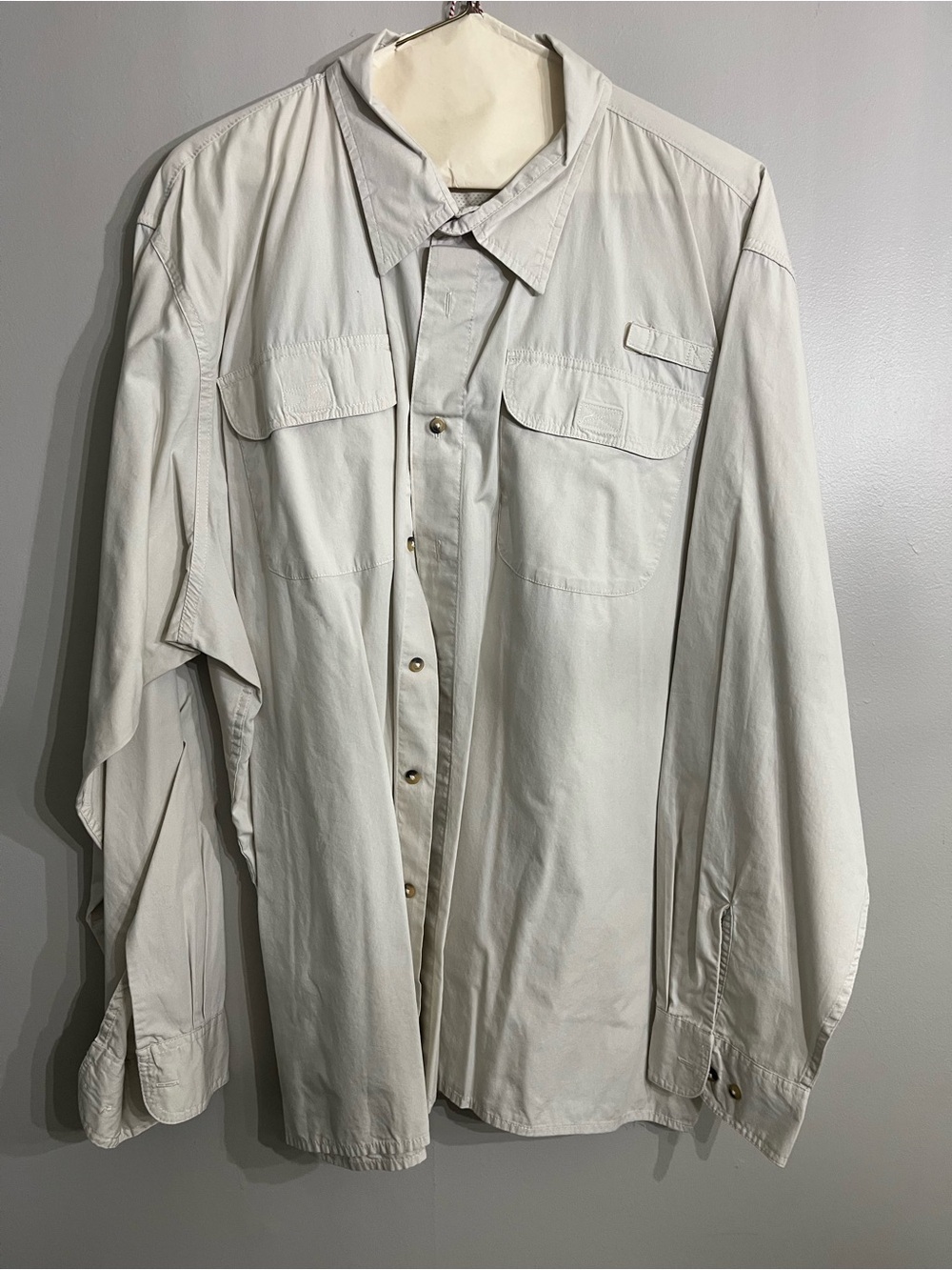 Wrangler Men's Light Cream Button-Up Shirt Jacket